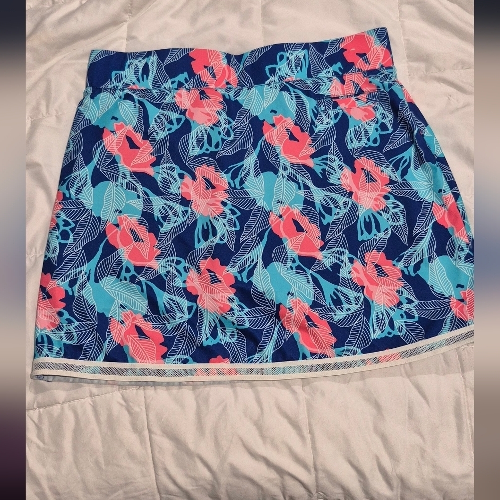 Pebble Beach Blue and Pink Floral Skirt